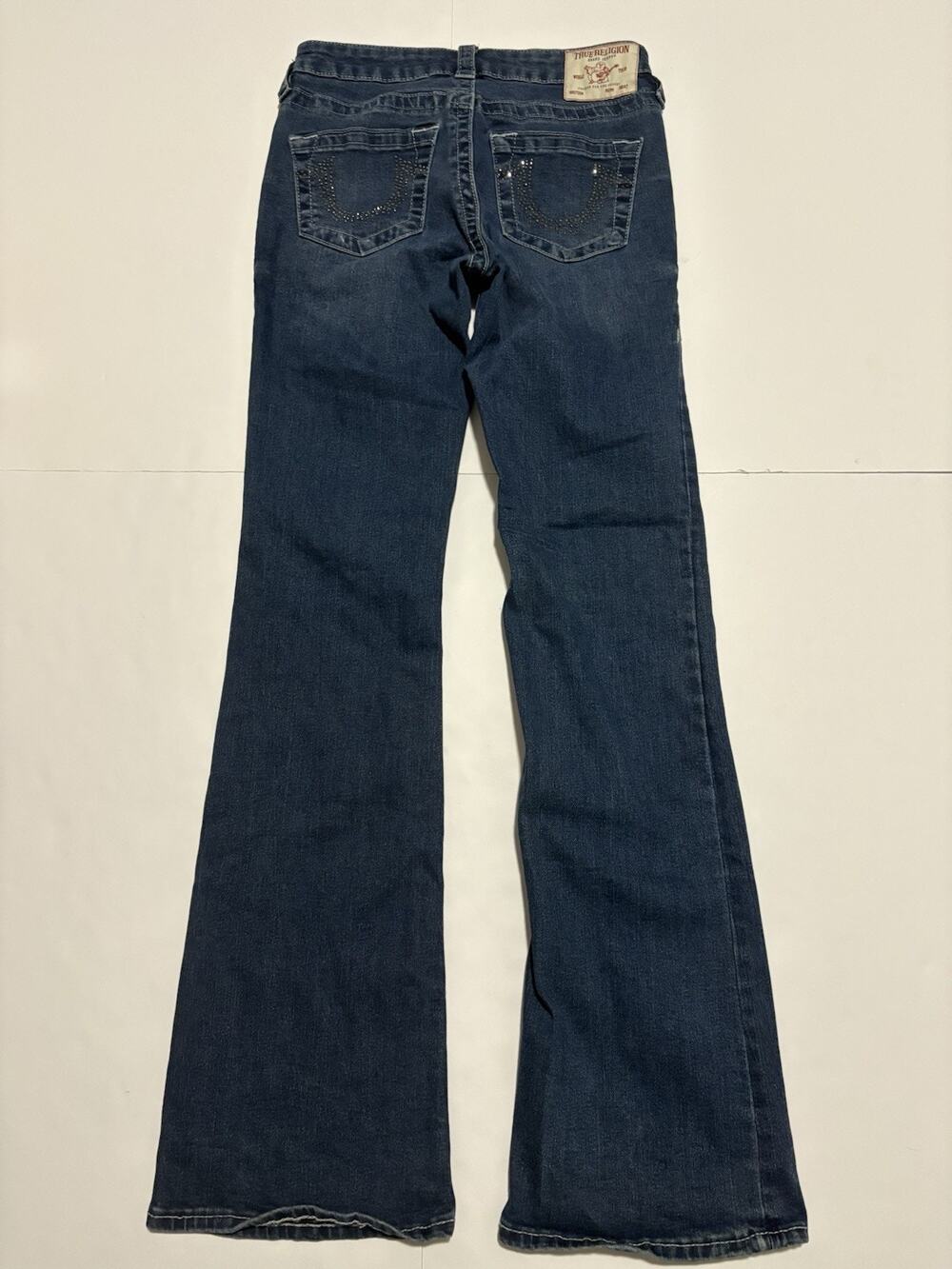 True Religion Becca Mid Rise Bootcut Jeans Women’s 26x31 Blue Studded Pocket
